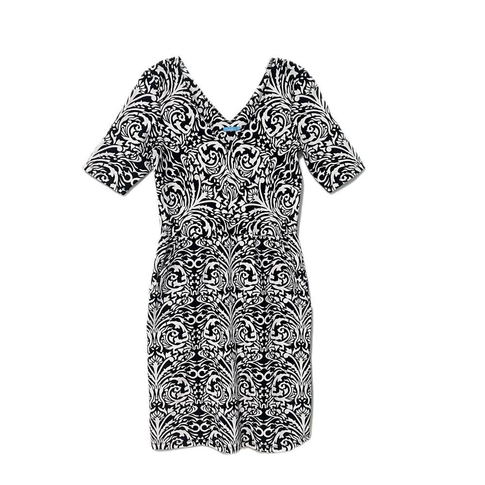 J McLaughlin Catalina Cloth Paisley Print V Neck Short Sleeve Dress Small Pocket